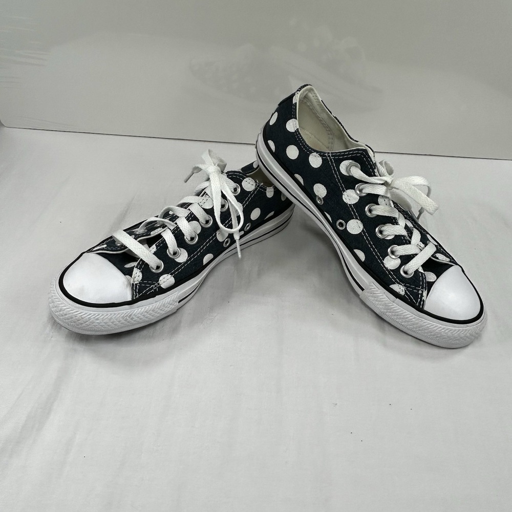 Converse Polka Dot Sneakers Low Top Shoes Polkadot Navy White Womens 7 Men 5